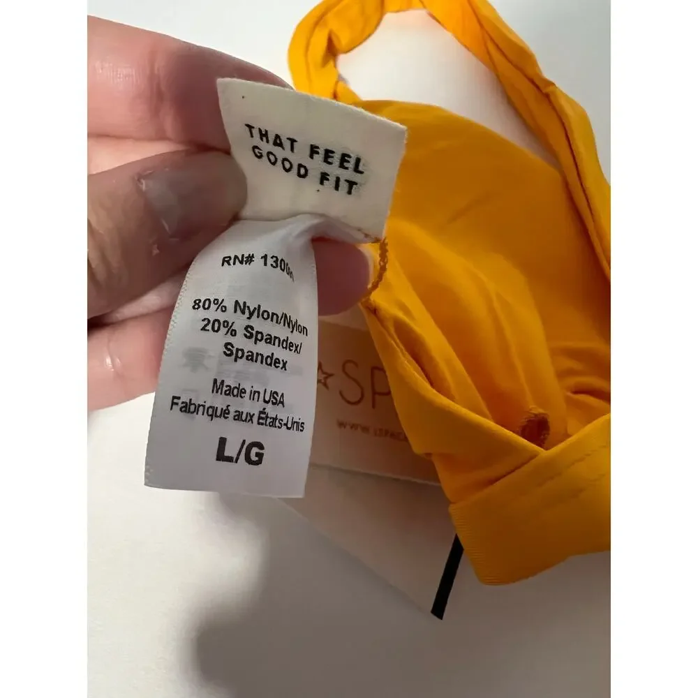 NWT L*Space Women's Avery Wrap-Style Beach Swim Bikini Top Mango Orange Size L